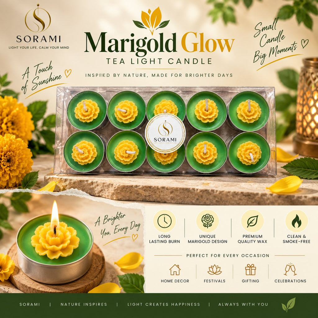 SORAMI Marigold Glow tealight candle set, pack of 10
