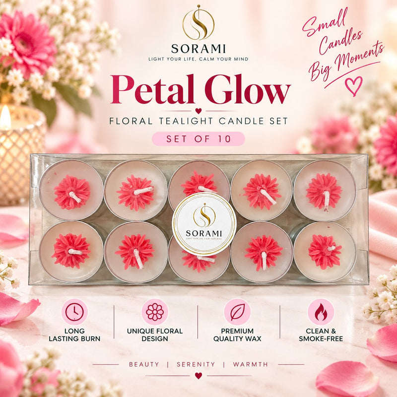 SORAMI Petal Glow tealight candle set, pack of 10