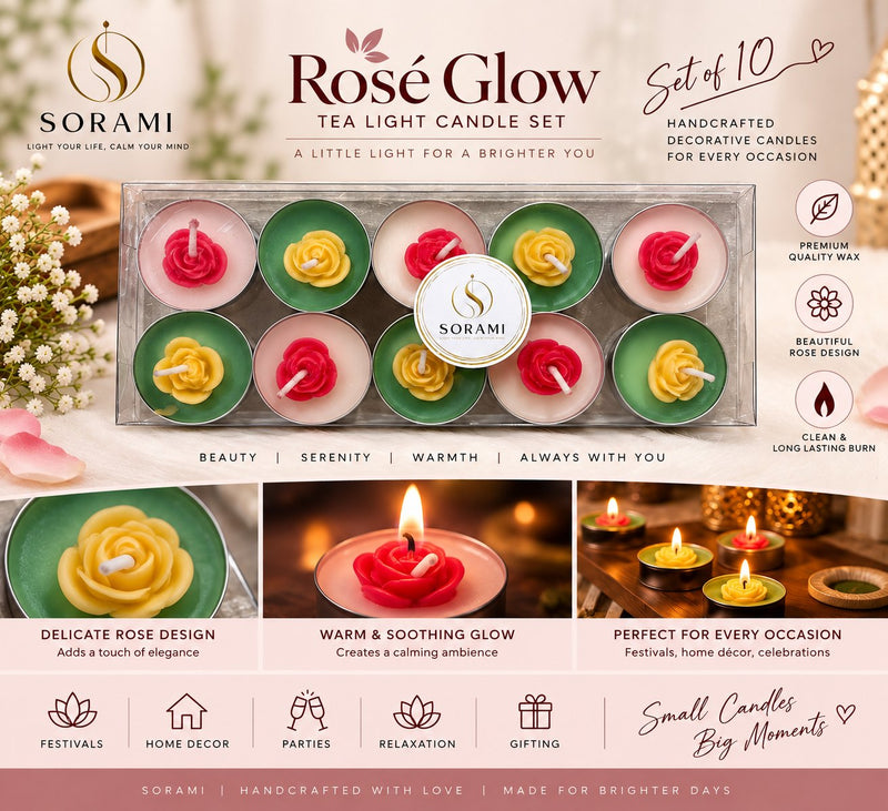 SORAMI Rosé Glow tealight candle set, pack of 10