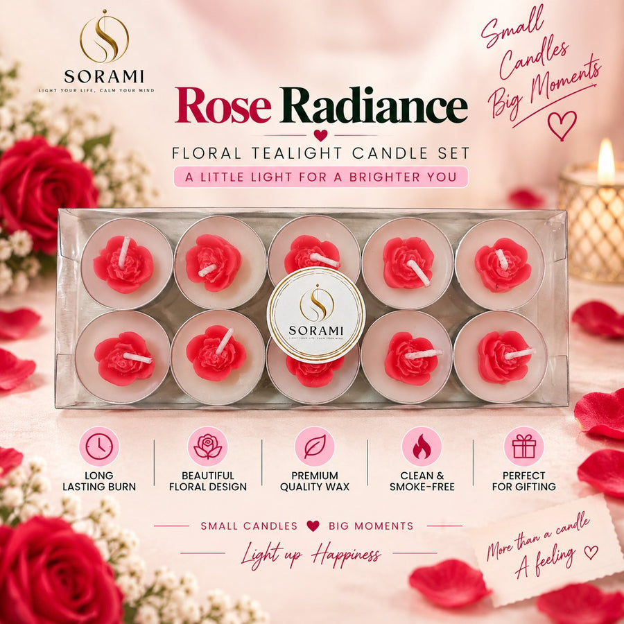 SORAMI Rose Radiance tealight candle set, pack of 10